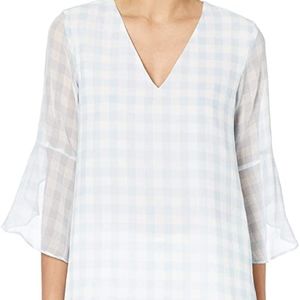 Calvin Klein V-Neck Ruffle Bell Sleeve Blouse 0X